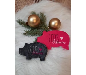 Stickserie ITH - Anhänger Glücksschwein Schwein